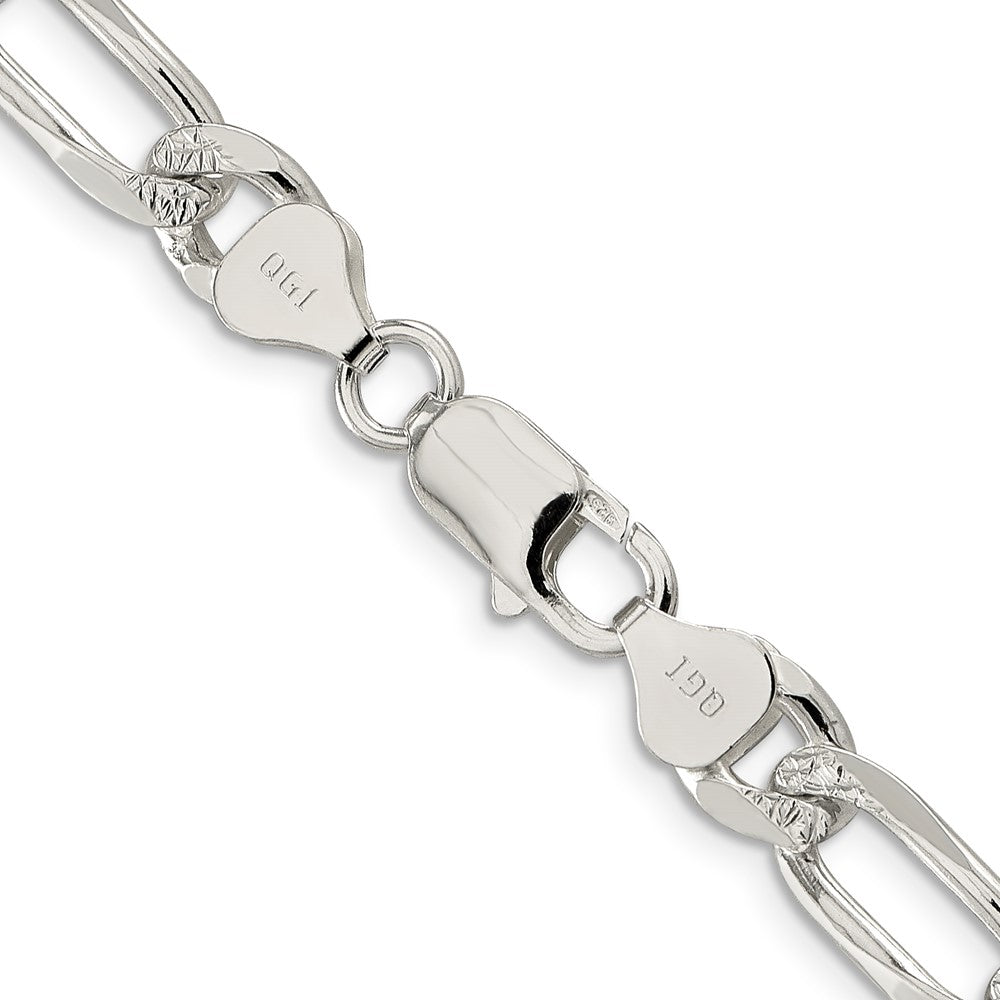 Sterling Silver 8mm Pav‚ Flat Figaro Chain