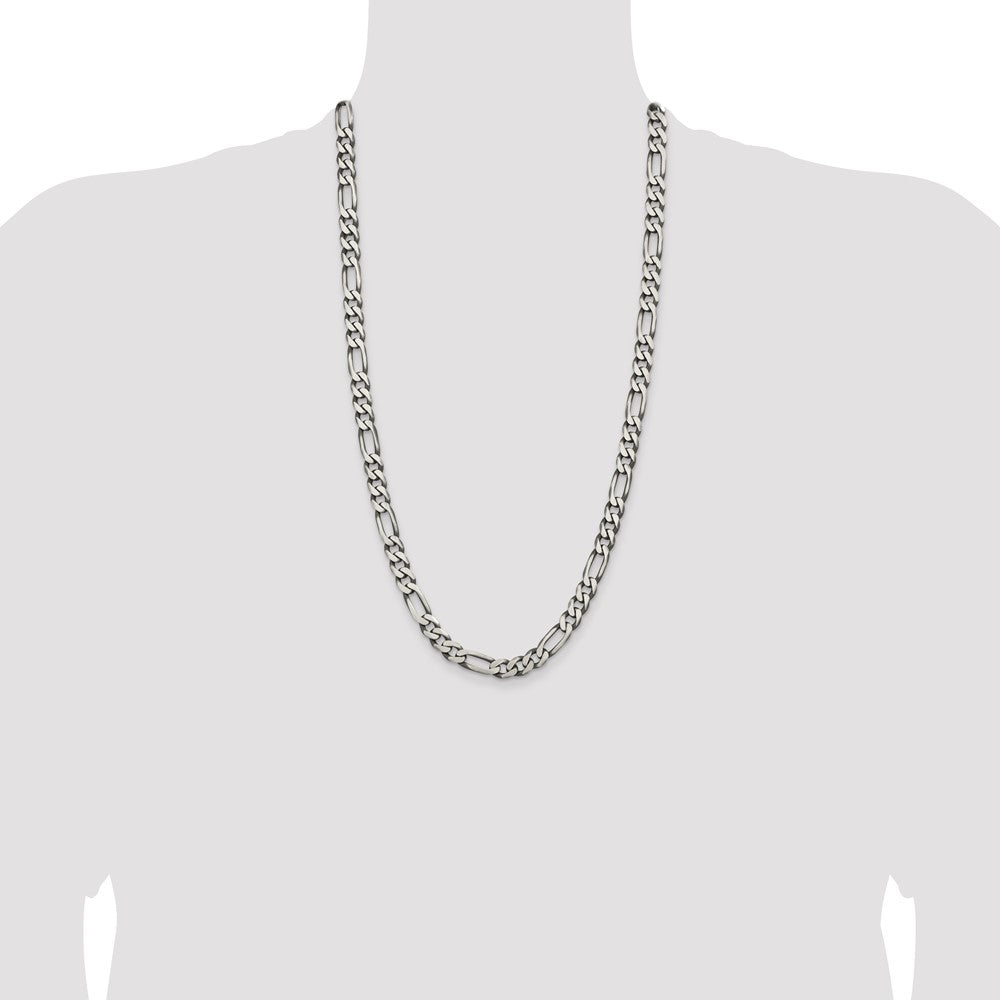Sterling Silver Antiqued 7.75mm Figaro Chain