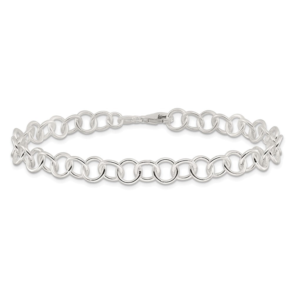 Sterling Silver 10inch Polished Fancy Link Anklet