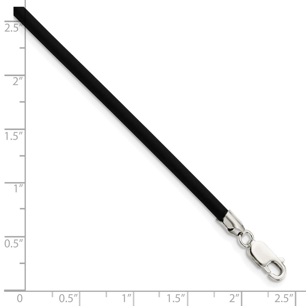 Sterling Silver 18inch 3mm Black Rubber Cord Necklace