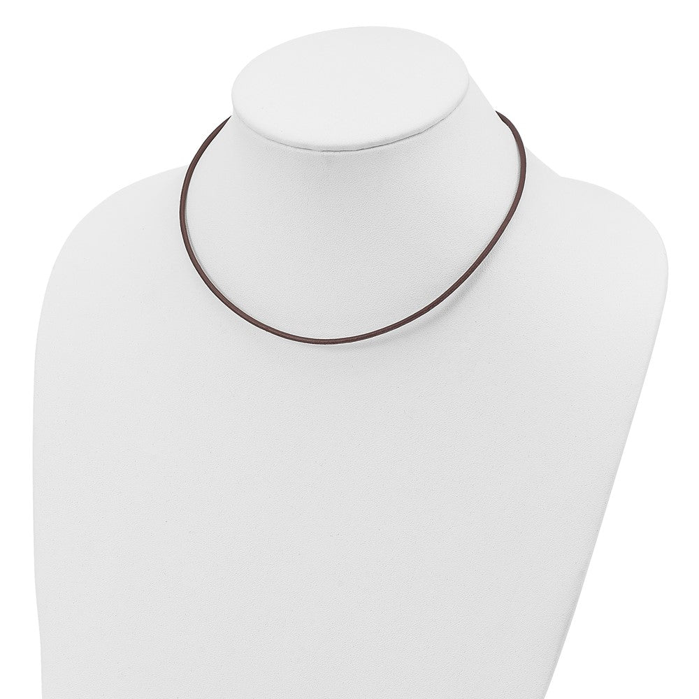 Sterling Silver 16inch 2mm Brown Leather Cord Necklace