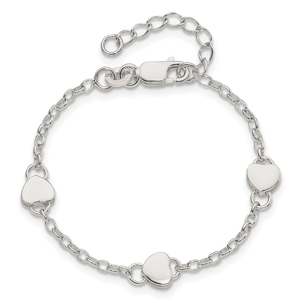 Sterling Silver Heart 5 Inch Plus 1 Inch Ext. Bracelet