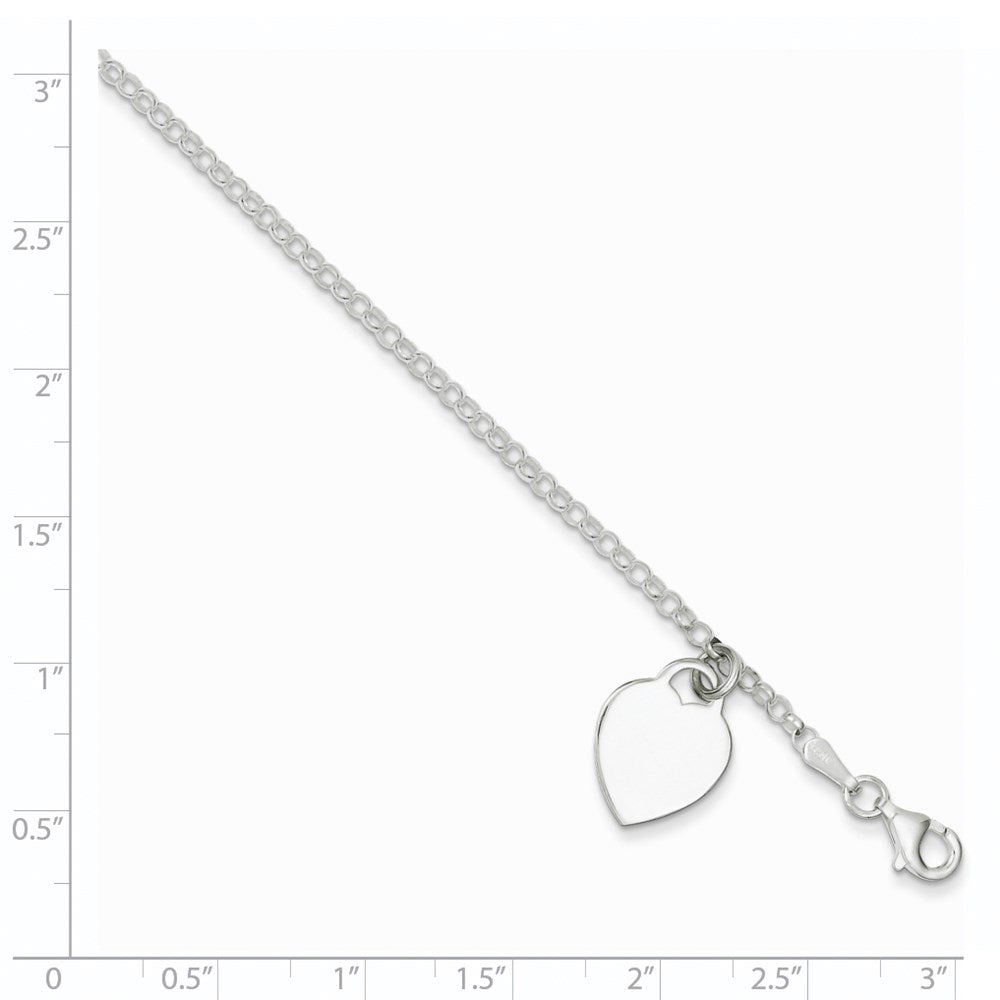 Sterling Silver Engraveable Heart 6 in Bracelet