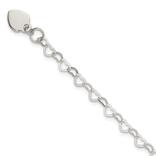 Sterling Silver Heart Link Bracelet