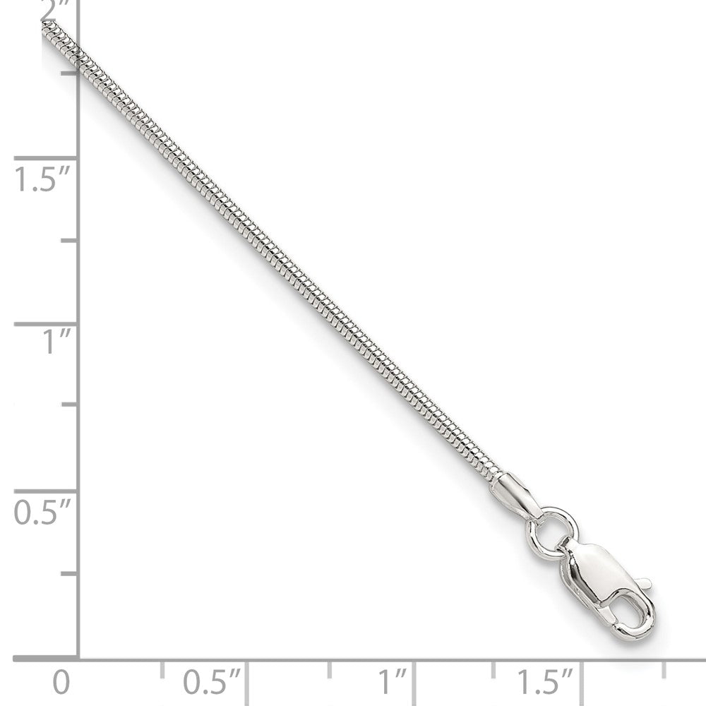 Sterling Silver 1.5mm Round Snake Chain 9in Plus 1in ext. Anklet