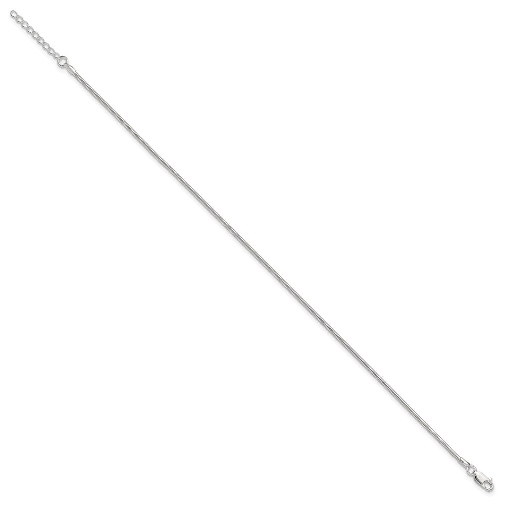 Sterling Silver 1.5mm Round Snake Chain 9in Plus 1in ext. Anklet