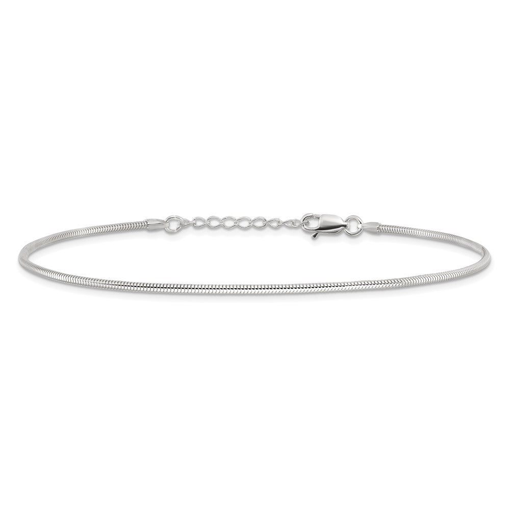 Sterling Silver 1.5mm Round Snake Chain 9in Plus 1in ext. Anklet