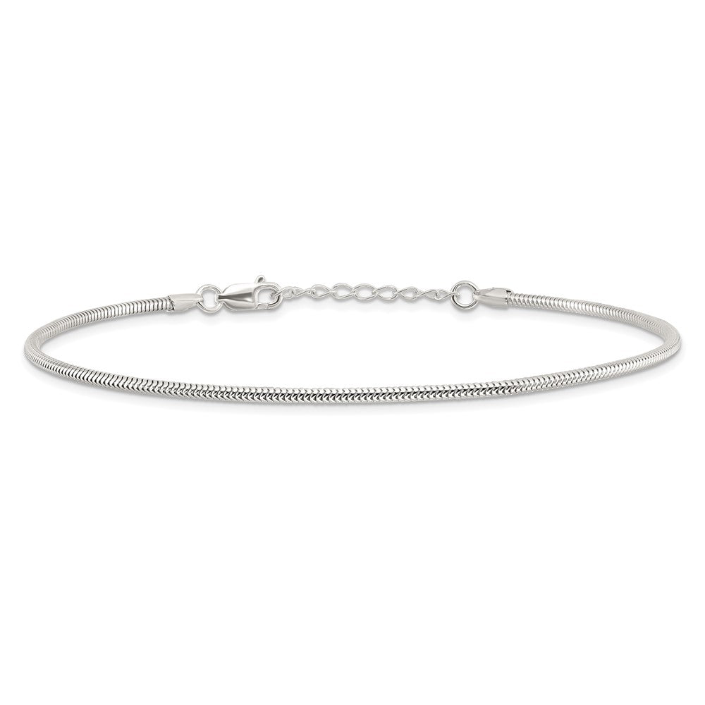 Sterling Silver 2mm Snake Chain 9in Plus 1in ext. Anklet
