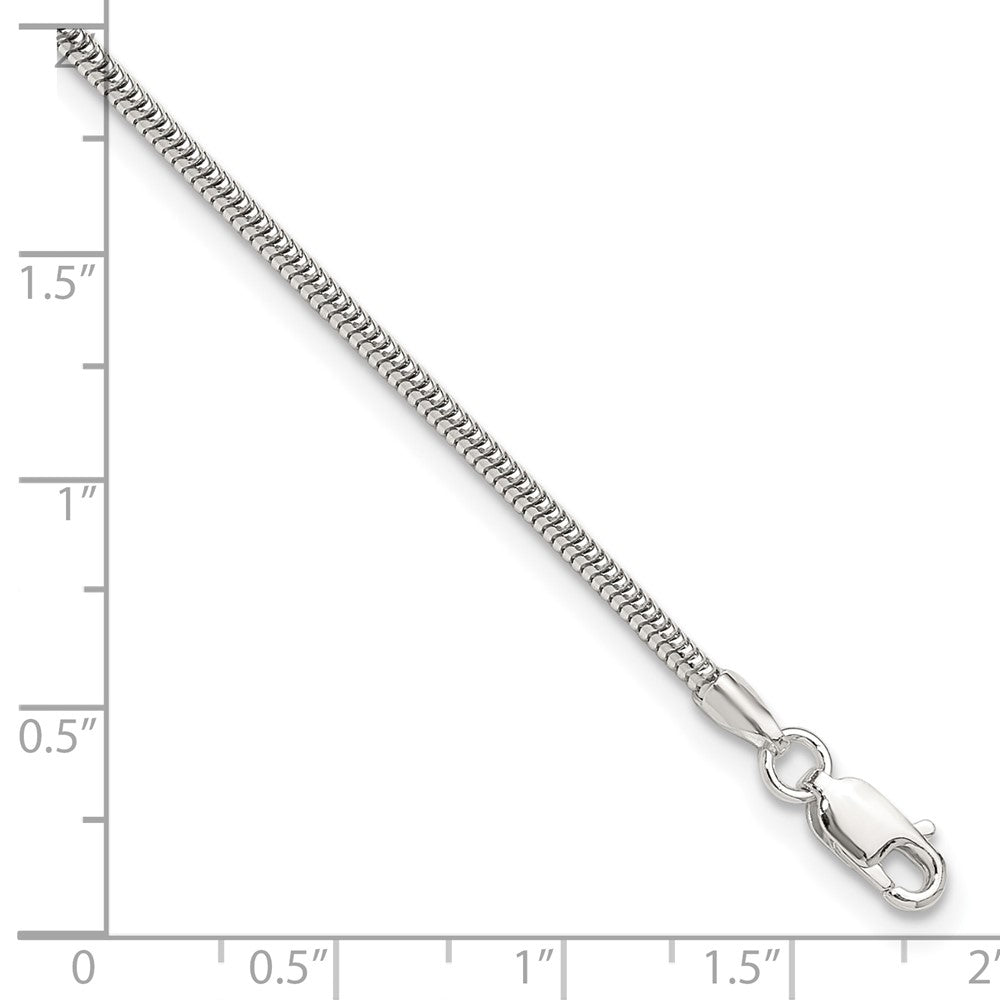Sterling Silver 2mm Snake Chain 9in Plus 1in ext. Anklet
