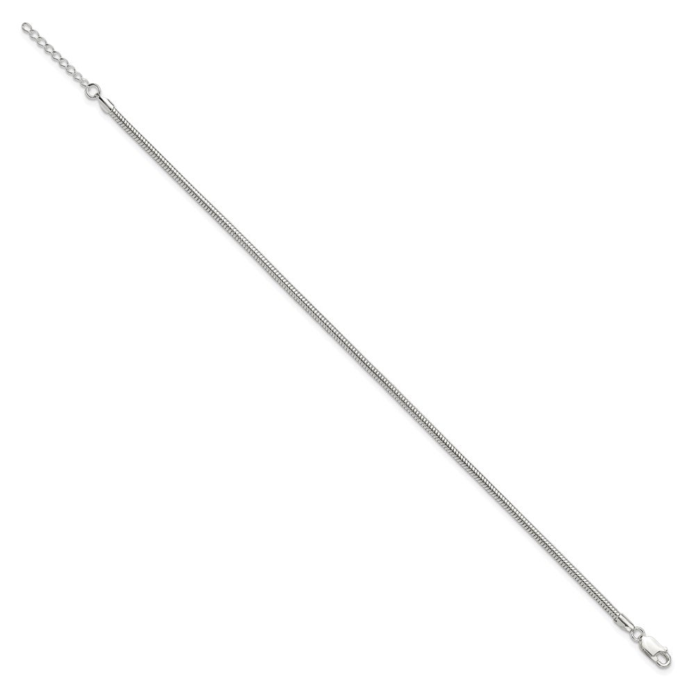 Sterling Silver 2.5mm Snake Chain 10in Plus 1in ext. Anklet