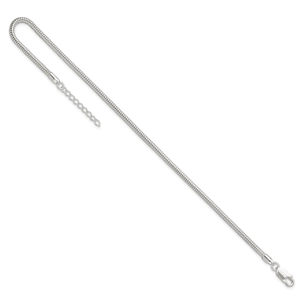 Sterling Silver 2.5mm Snake Chain 9in Plus 1in ext. Anklet