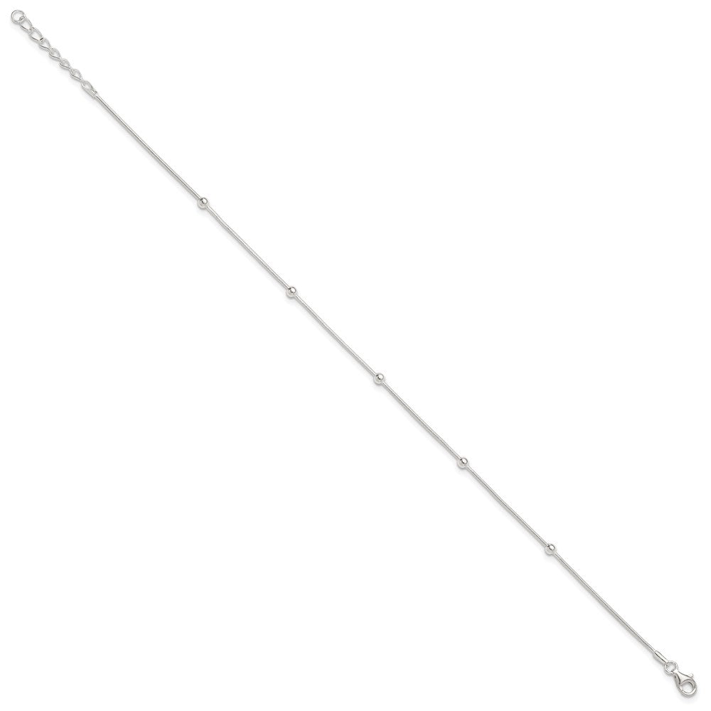 Sterling Silver 10in Plus1.5 in ext Polished Anklet