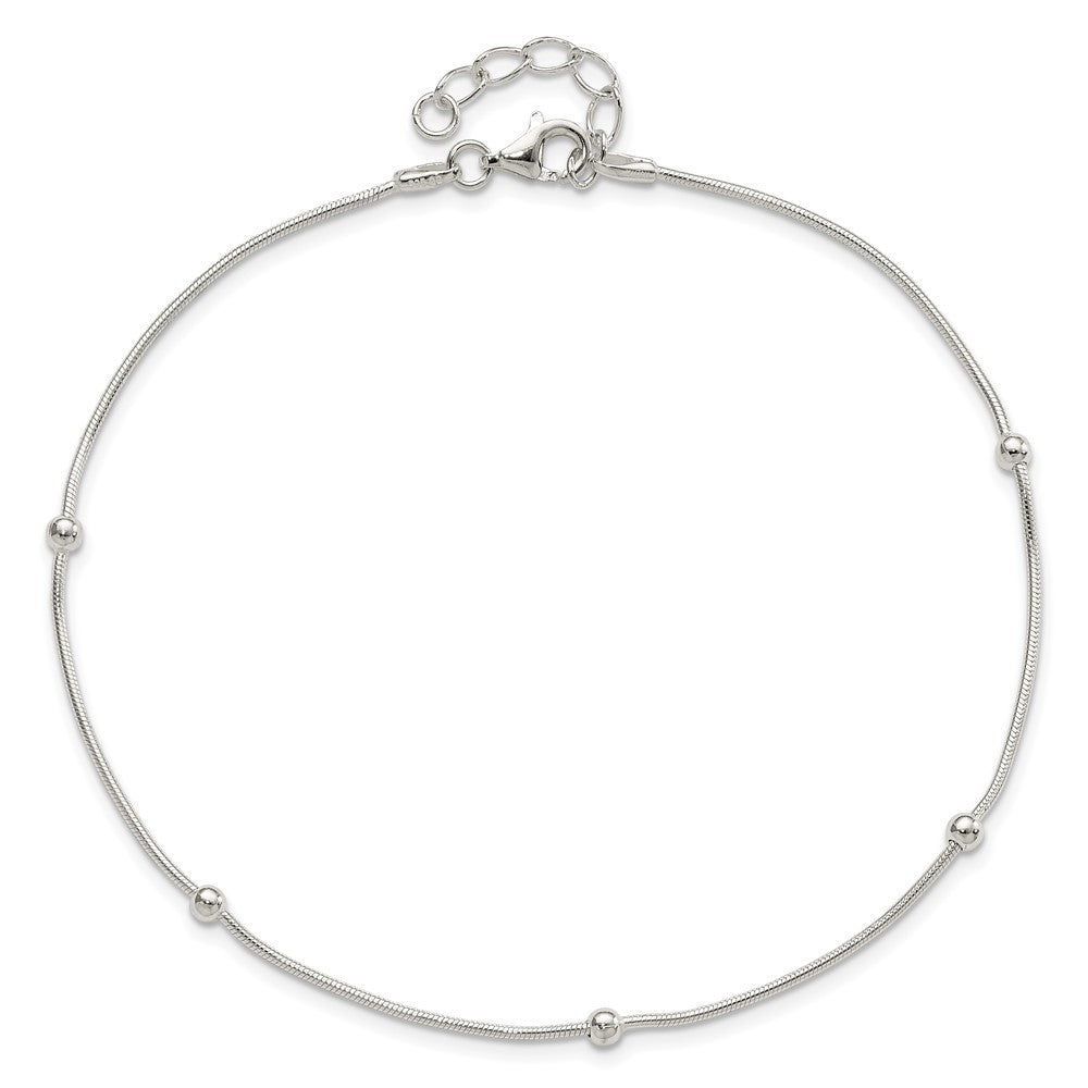 Sterling Silver 9in Plus1.5 in ext Polished Anklet