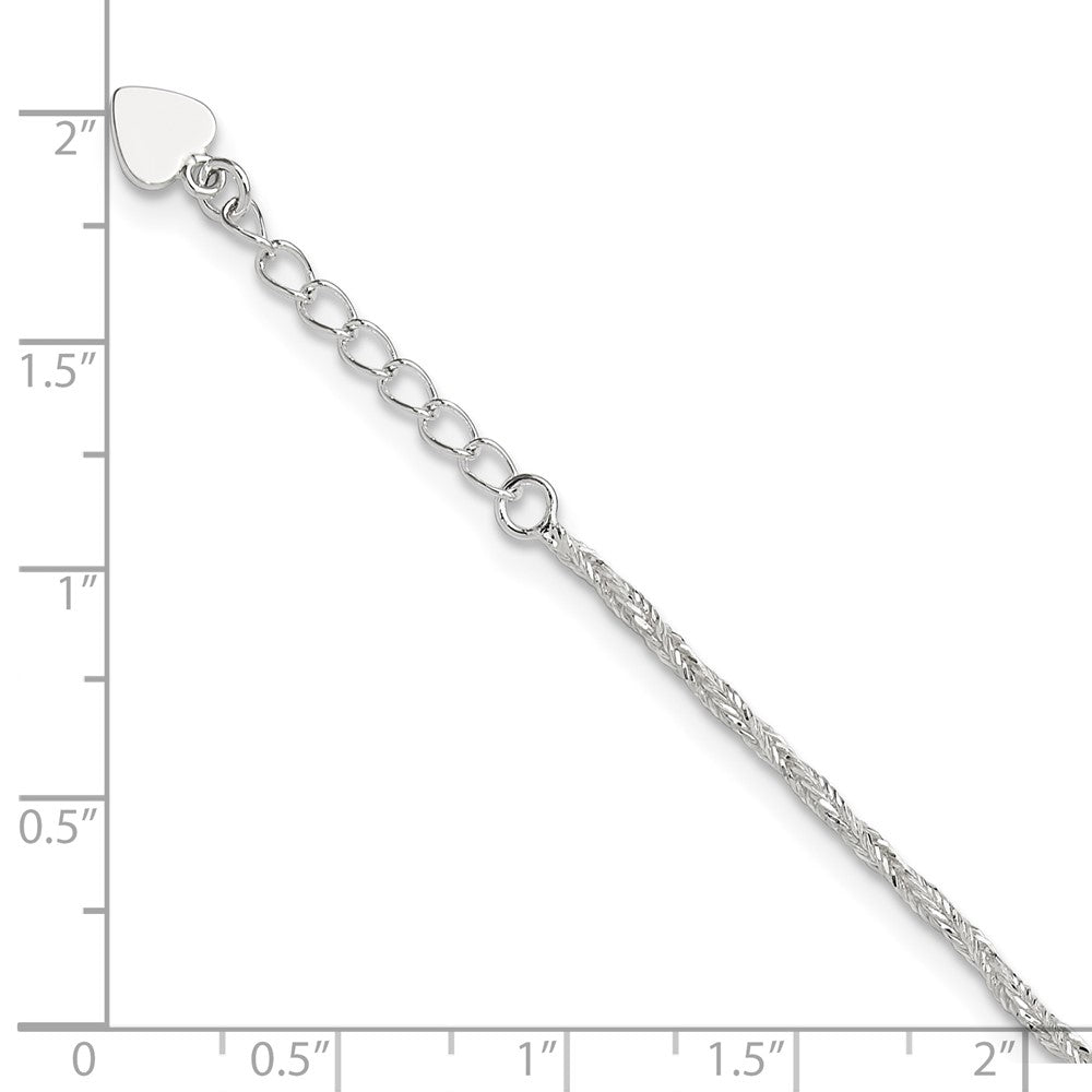 Sterling Silver Polished 9in Plus 1in ext. Anklet
