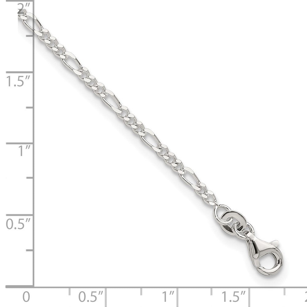 Sterling Silver D/C  Polished Figaro 9in Plus 1in ext. Anklet