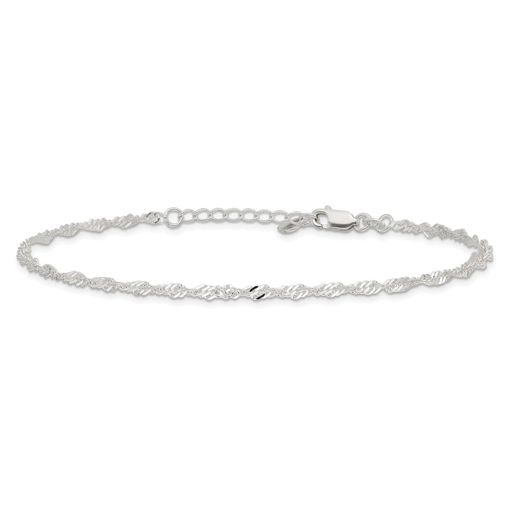 Sterling Silver D/C  Polished 9in Including a 1in Ext. Anklet