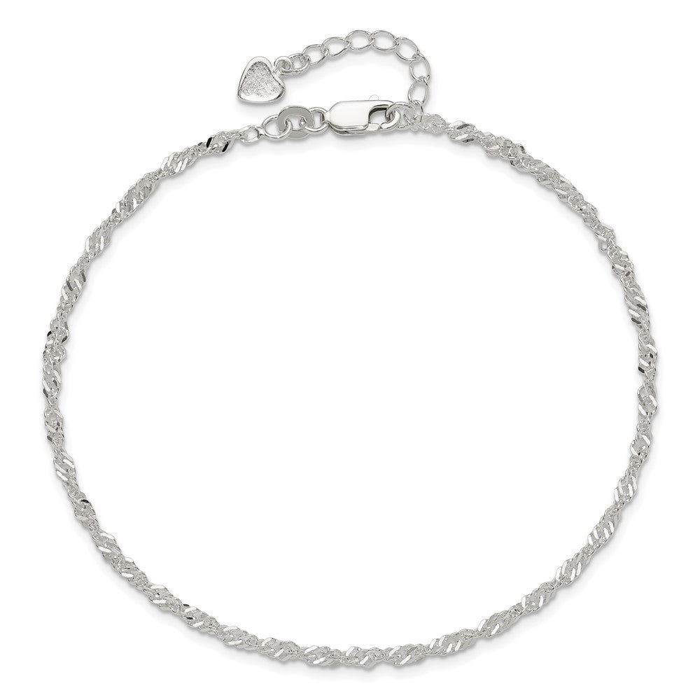 Sterling Silver D/C  Polished 9in Including a 1in Ext. Anklet
