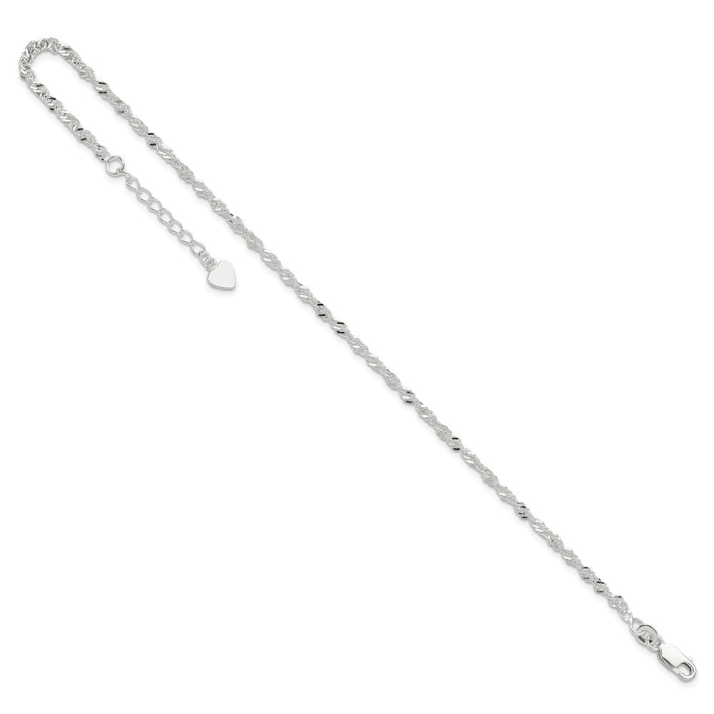 Sterling Silver D/C  Polished 9in Including a 1in Ext. Anklet