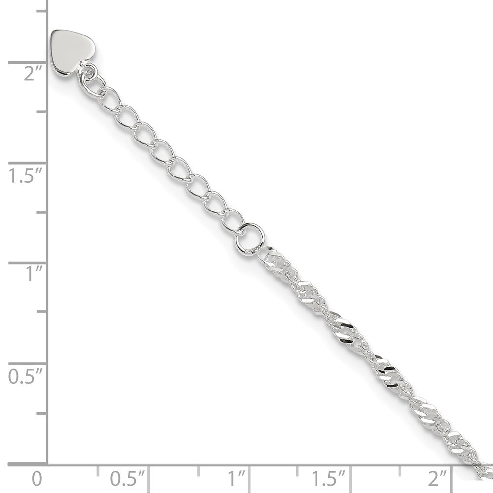 Sterling Silver D/C  Polished 9in Including a 1in Ext. Anklet