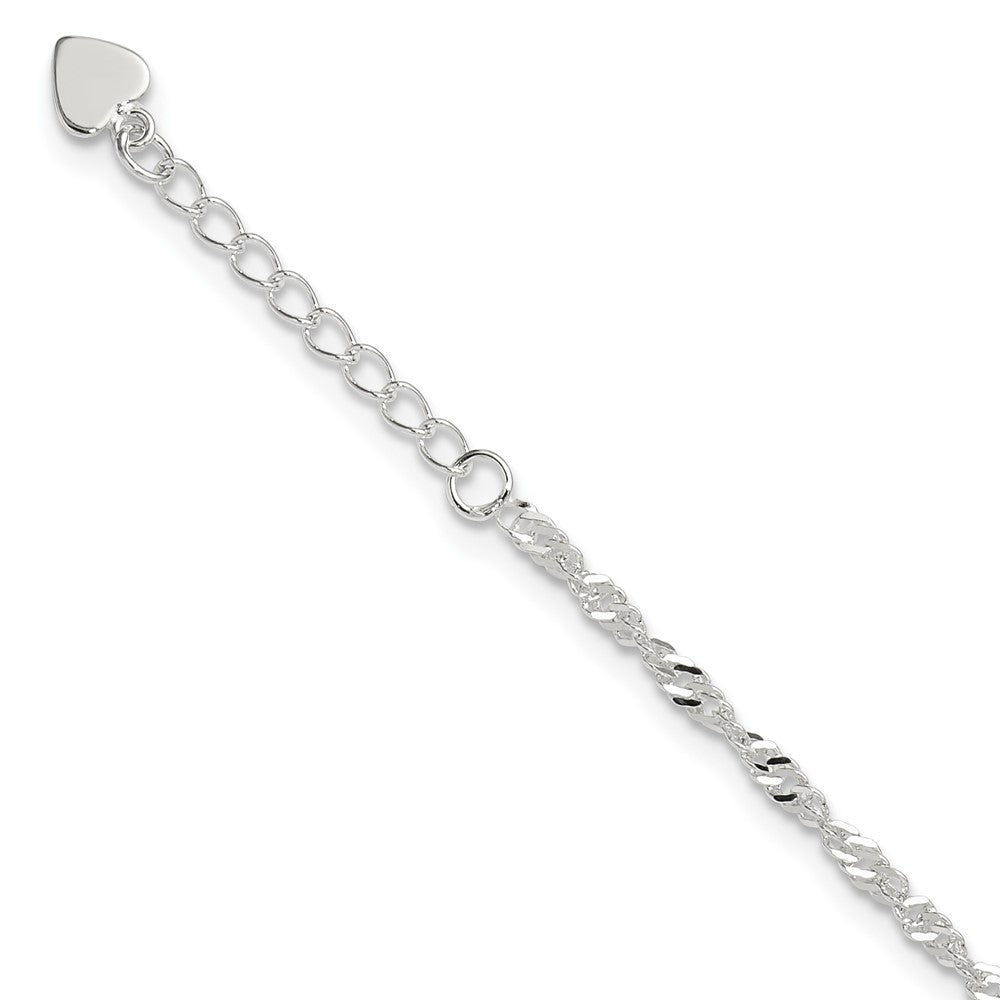 Sterling Silver D/C  Polished 9in Including a 1in Ext. Anklet