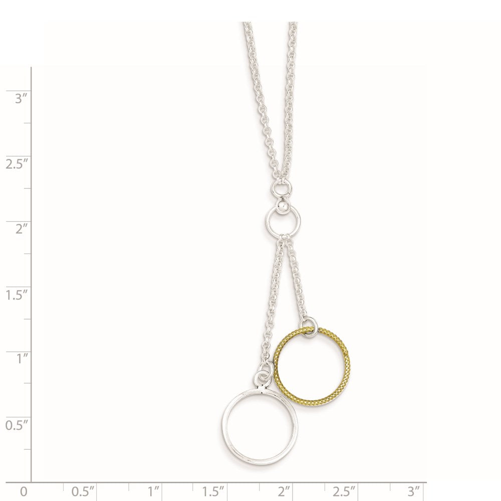 Sterling Silver and Vermeil Polished Fancy Circle Drop Necklace