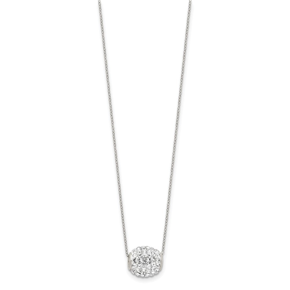 Sterling Silver Rhod-plated 10mm White Stellux Crystal Ball Necklace