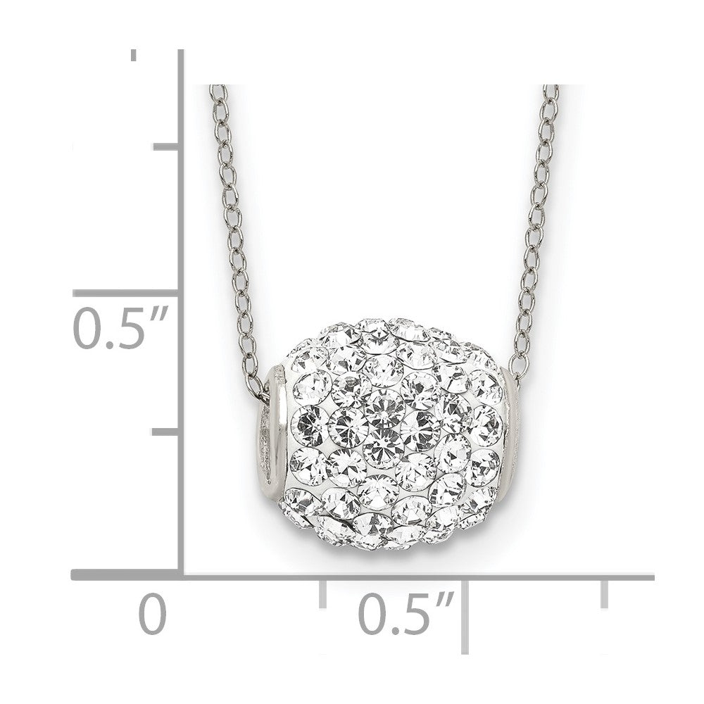 Sterling Silver Rhod-plated 10mm White Stellux Crystal Ball Necklace