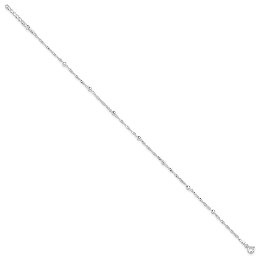 Sterling Silver 10in Plus 1in ext. Anklet