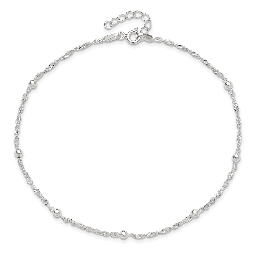 Sterling Silver 10in Plus 1in ext. Anklet