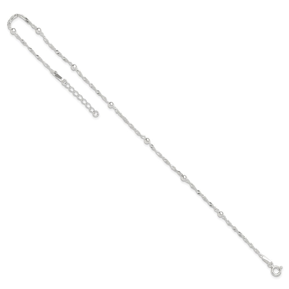 Sterling Silver 10in Plus 1in ext. Anklet