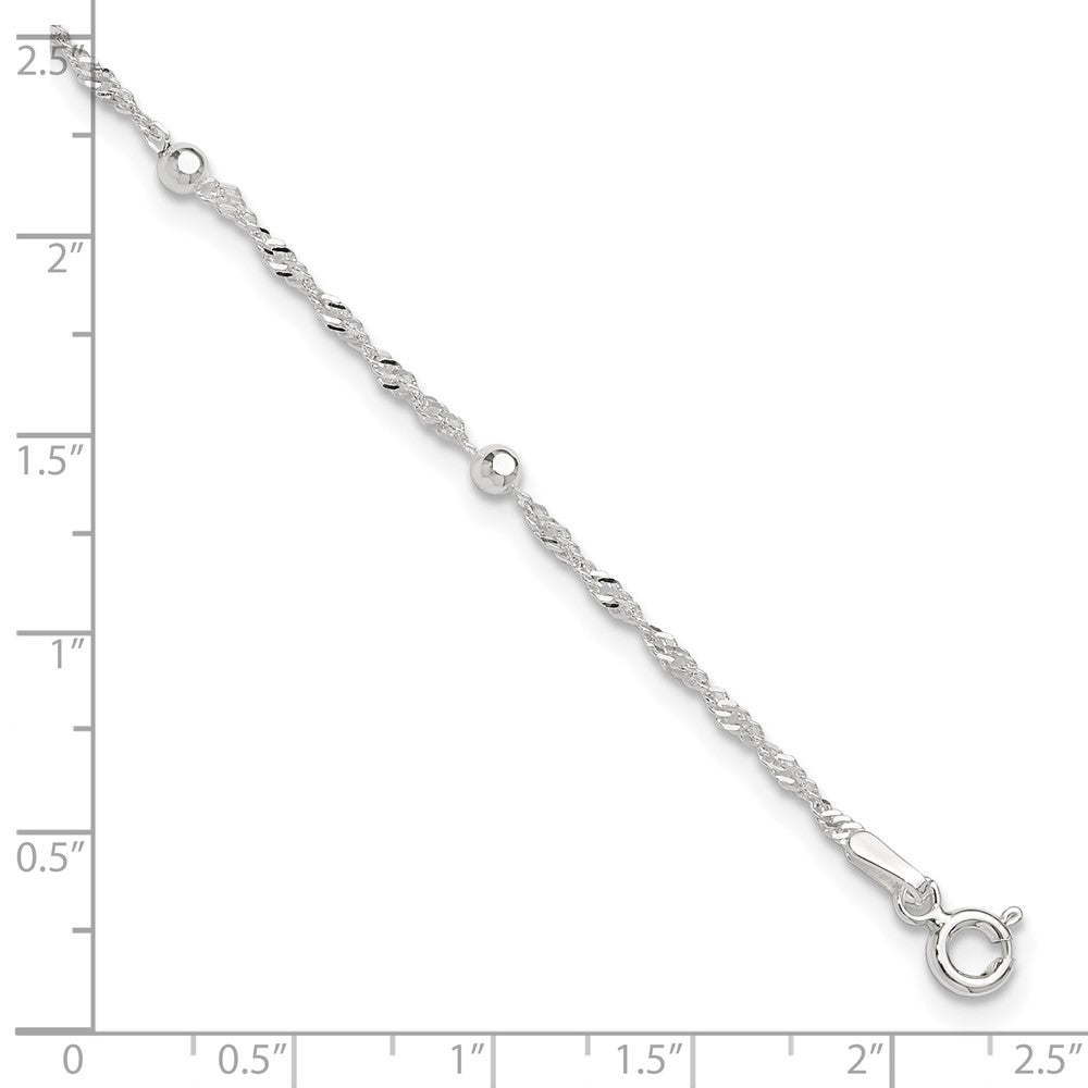 Sterling Silver 10in Plus 1in ext. Anklet