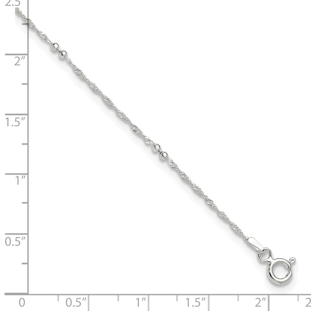 Sterling Silver 9in Plus 1in ext. Anklet