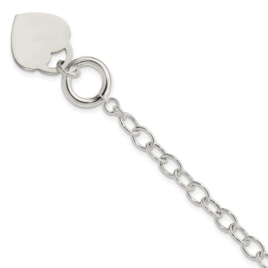 Sterling Silver Oval Link Engraveable Heart Bracelet