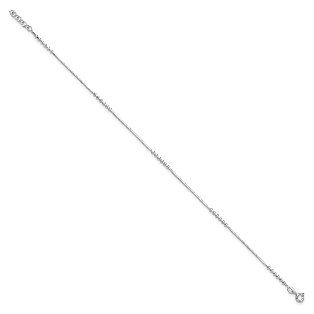 Sterling Silver Rhodium-plated Polished w/.5in extension Anklet