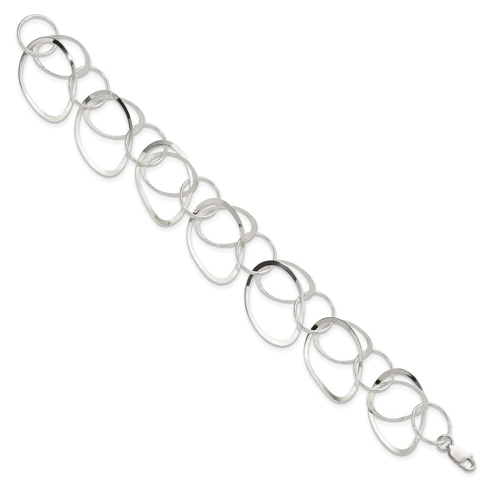 Sterling Silver Polished and Textured Circle 7.5in Bracelet