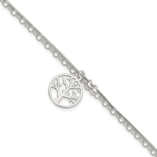 Sterling Silver Polished 2-strand Tree 7.5in Bracelet