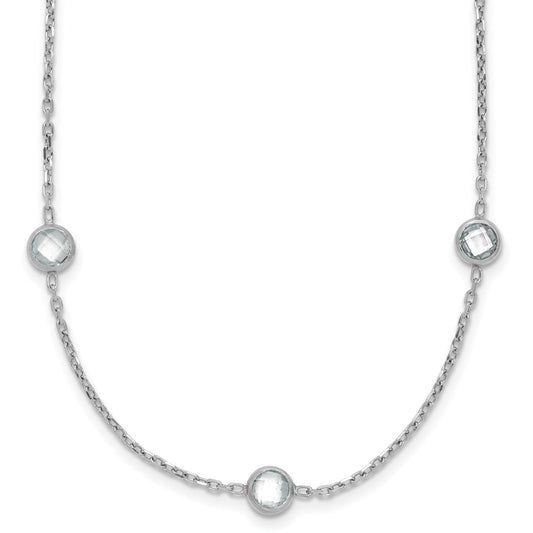 Sterling Silver Rhodium-plated 16-Station CZ Polished Necklace