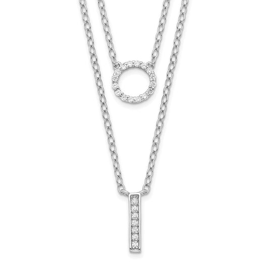 Sterling Silver Rhodium-plated CZ  2-Strand Necklace