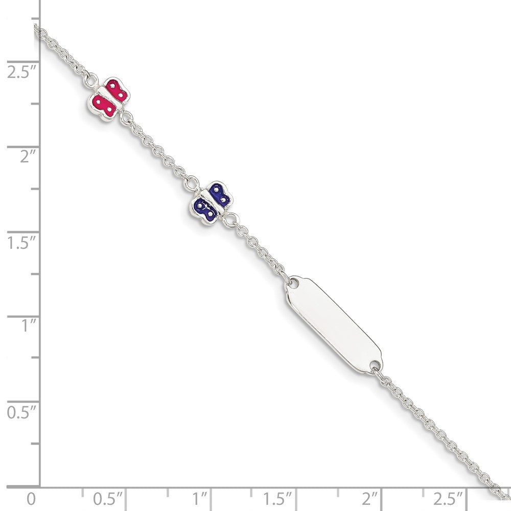 Sterling Silver Enamel Butterfly w/ 1in ext ID Bracelet
