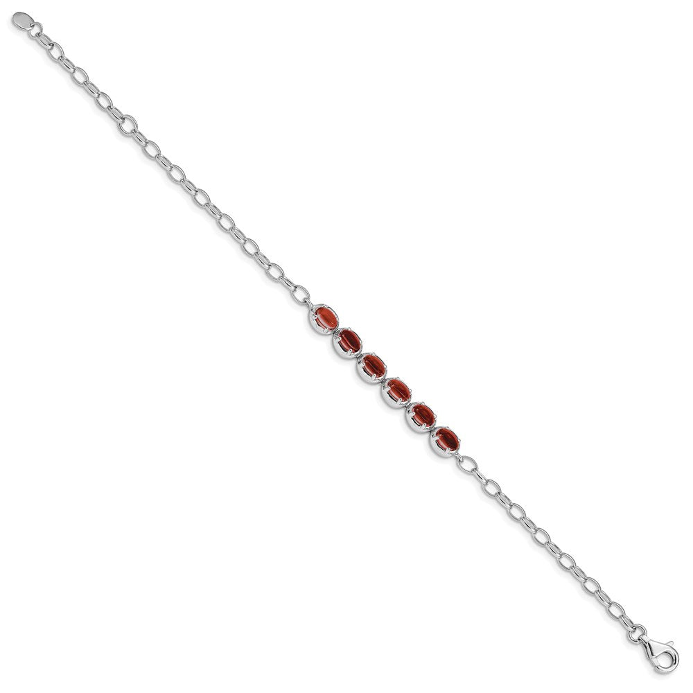 Sterling Silver Rhodium-plated Garnet Bracelet