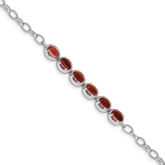 Sterling Silver Rhodium-plated Garnet Bracelet