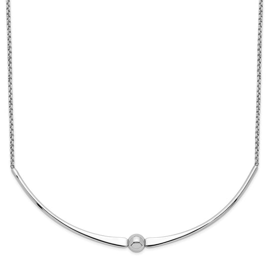 Sterling Silver Rhodium-plated Polished w/ 1 in ext. Necklace