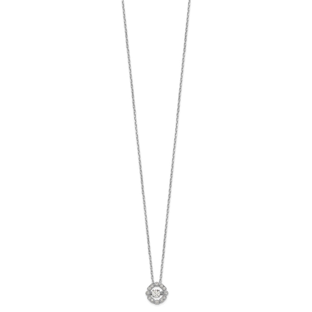 Sterling Silver Rhod-plated Vibrant CZ w/2in Ext. Necklace