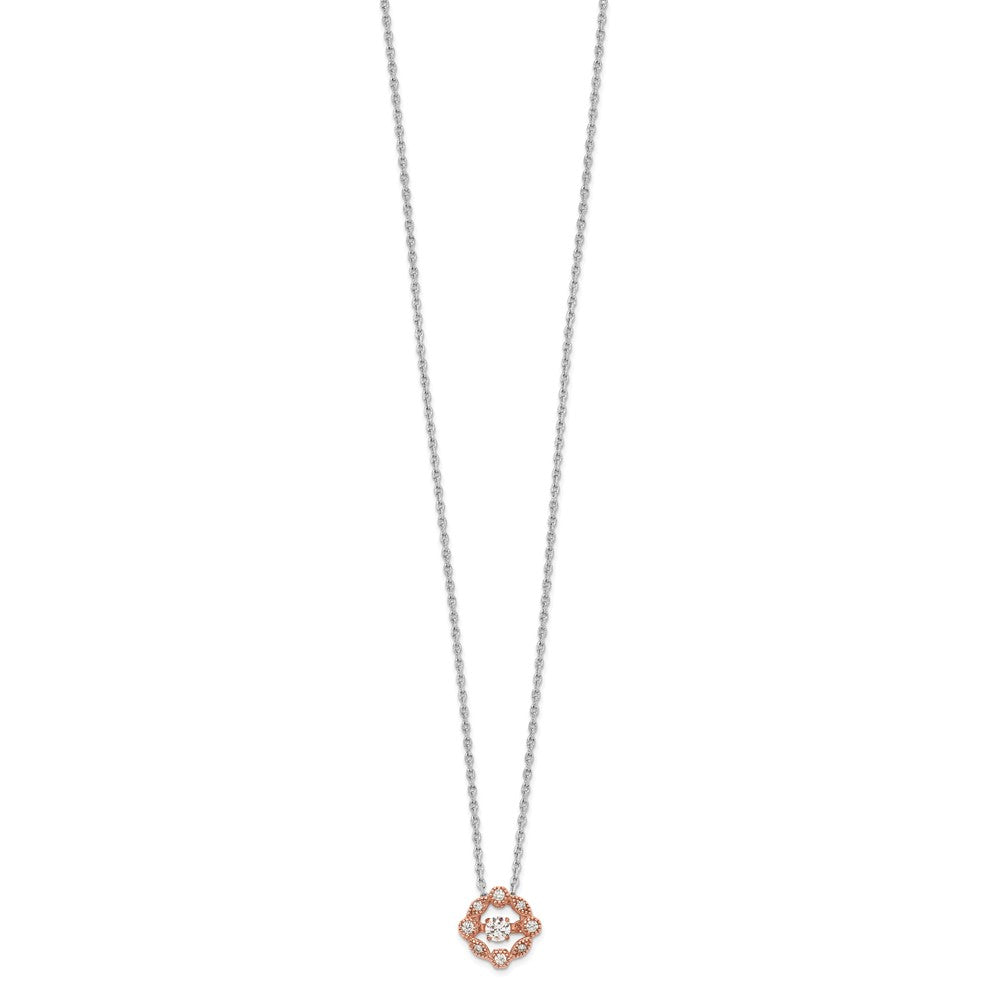 Sterling Silver Rhodium-plated Rose-tone Vibrant CZ 2in ext Necklace