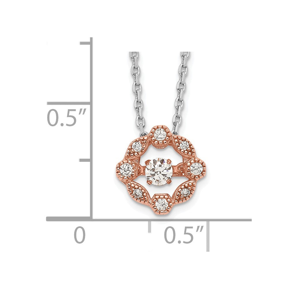 Sterling Silver Rhodium-plated Rose-tone Vibrant CZ 2in ext Necklace