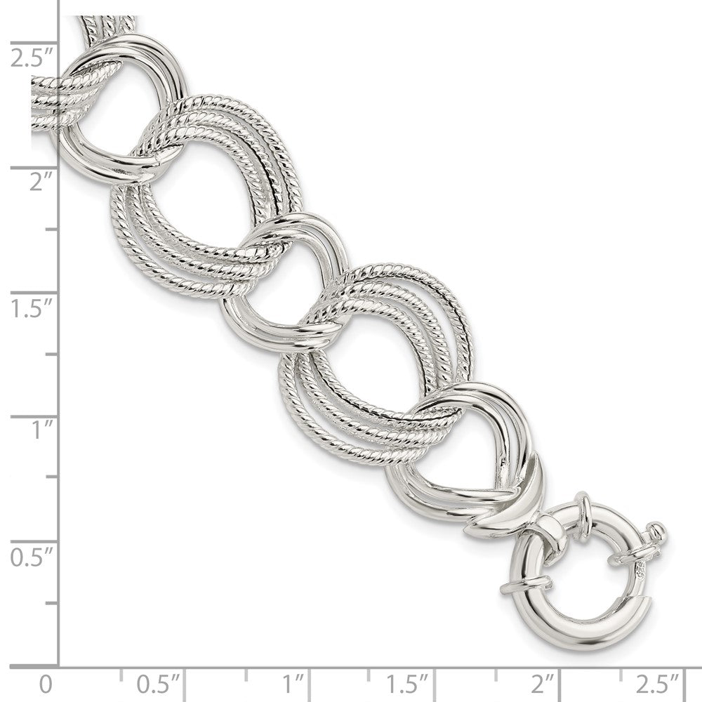 Sterling Silver Polished Fancy Link Bracelet