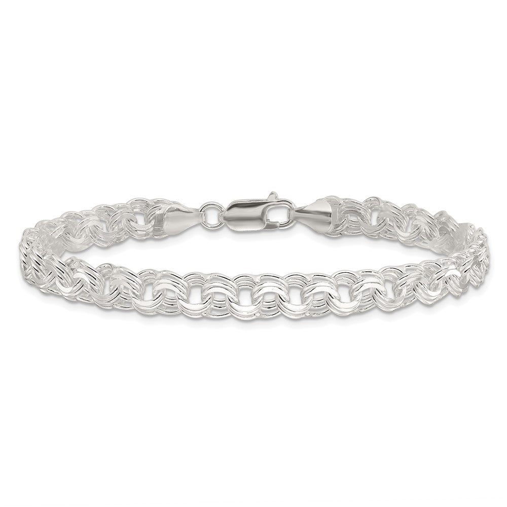 Sterling Silver Polished 7.25mm Triple Rolo Charm Bracelet