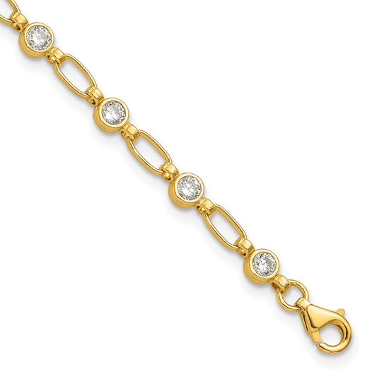Sterling Silver Gold-tone Bezel CZ 7.5in  Bracelet