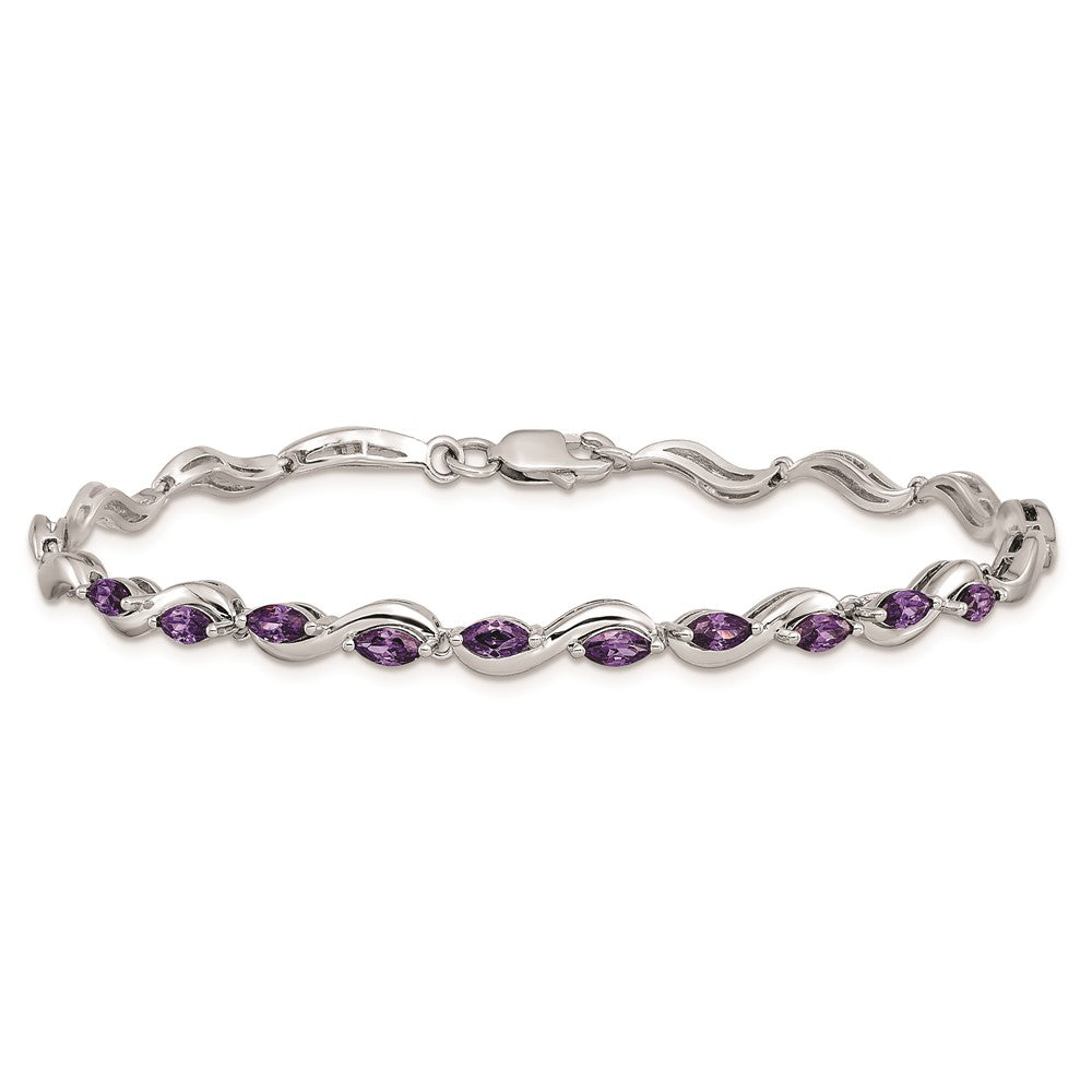 Sterling Silver Rhodium plated Purple CZ Bracelet