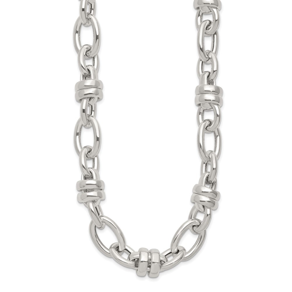 Sterling Silver Fancy Polished Link Necklace